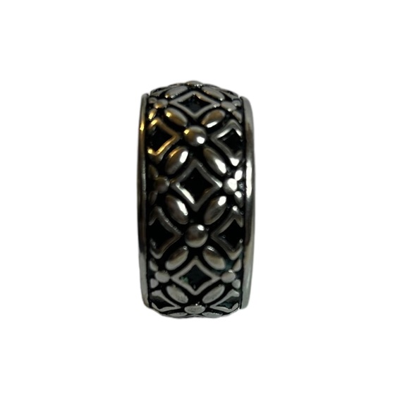 Sterling Silver and Black Ring Unisex Heavy Wide Band 925 Vintage Size 10.5 - Picture 2 of 8